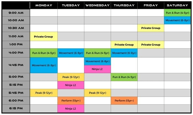 Introducing our fall youth schedule: More training options, flexible timing. Explore Platinum/Private Classes for personalized attention and smaller groups.