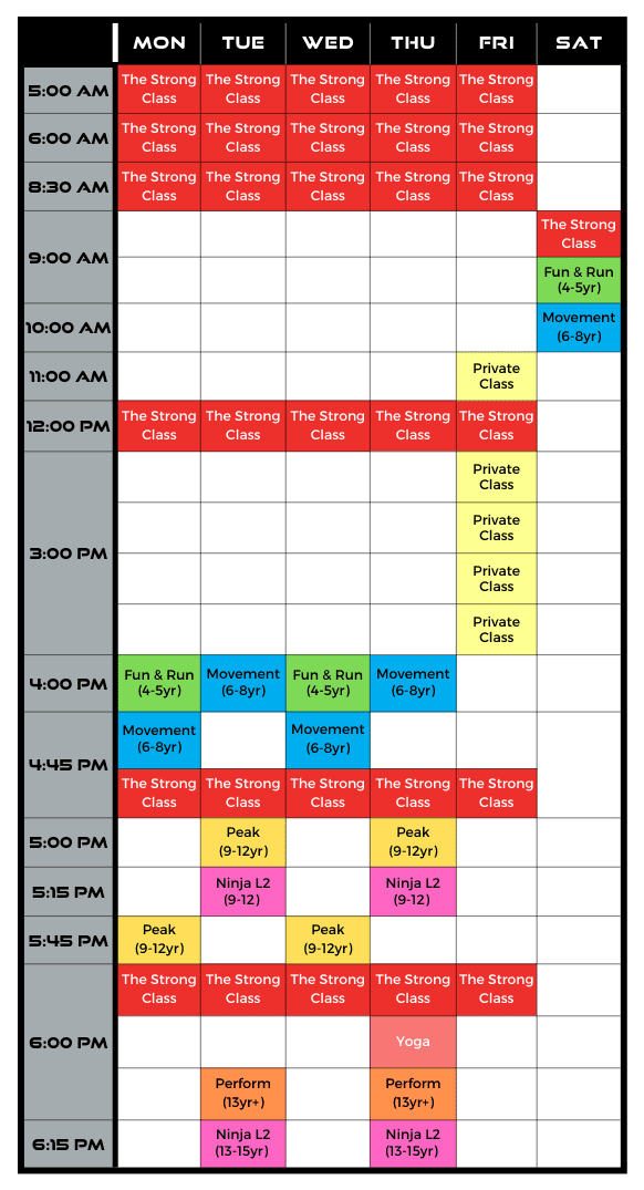 Explore the new fall schedule for classes and activities at Strong Fitness.